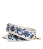 Bandoulière à clous en cuir à fleurs blanches et bleues Dolce &amp; Gabbana