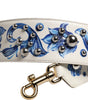 Bandoulière à clous en cuir à fleurs blanches et bleues Dolce &amp; Gabbana