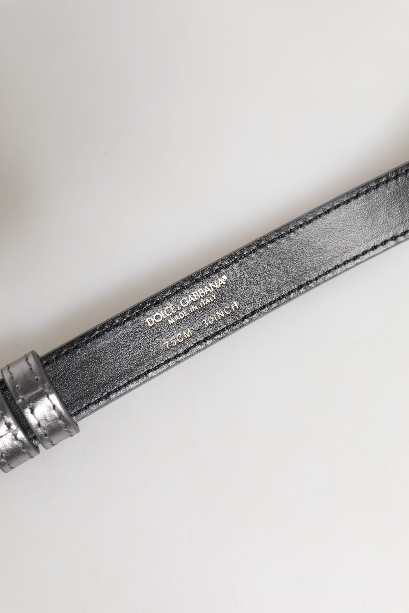 Ceinture à boucle en métal gravée du logo argenté Dolce &amp; Gabbana