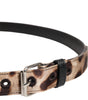 Ceinture Dolce &amp; Gabbana à boucle en métal argenté et motif léopard marron