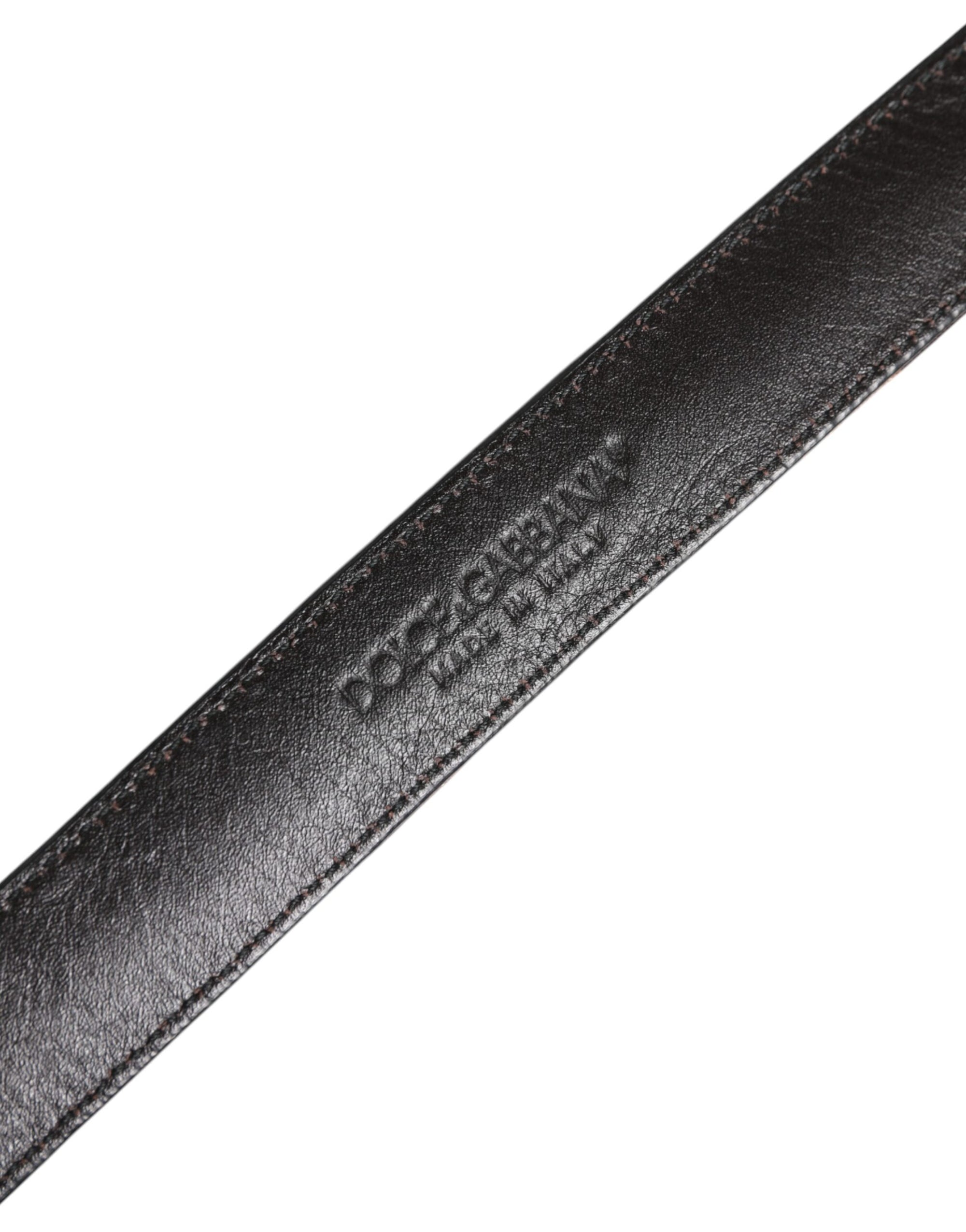 Ceinture Dolce &amp; Gabbana à boucle en métal argenté et motif léopard marron