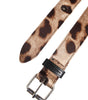 Ceinture Dolce &amp; Gabbana à boucle en métal argenté et motif léopard marron