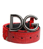 Ceinture Dolce &amp; Gabbana en viscose rouge avec boucle en métal argenté et logo DG