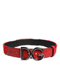 Ceinture Dolce &amp; Gabbana en viscose rouge avec boucle en métal argenté et logo DG