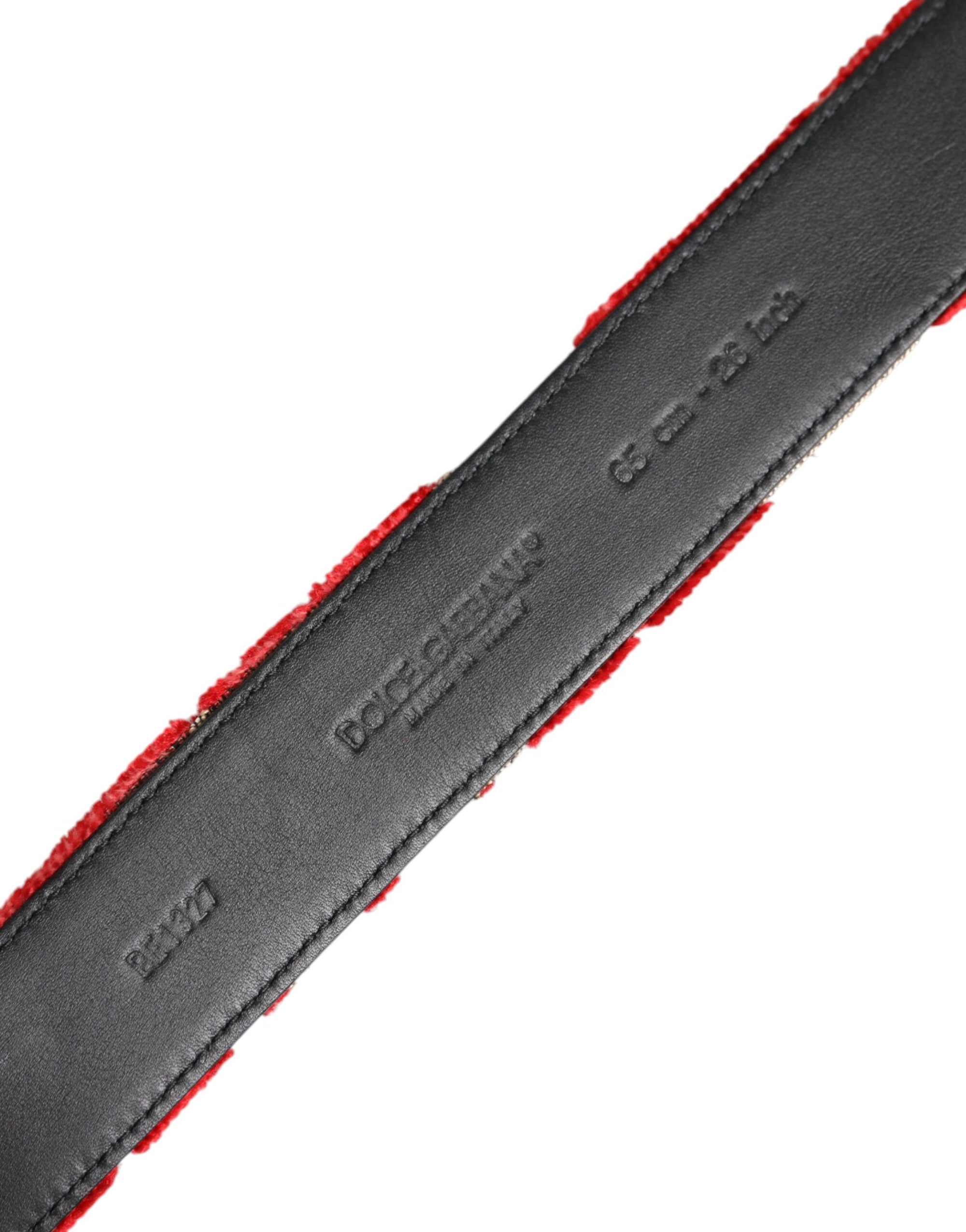 Ceinture Dolce &amp; Gabbana en viscose rouge avec boucle en métal argenté et logo DG
