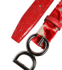 Ceinture Dolce &amp; Gabbana en viscose rouge avec boucle en métal argenté et logo DG