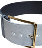 Ceinture Dolce &amp; Gabbana en denim bleu bicolore avec boucle en métal doré