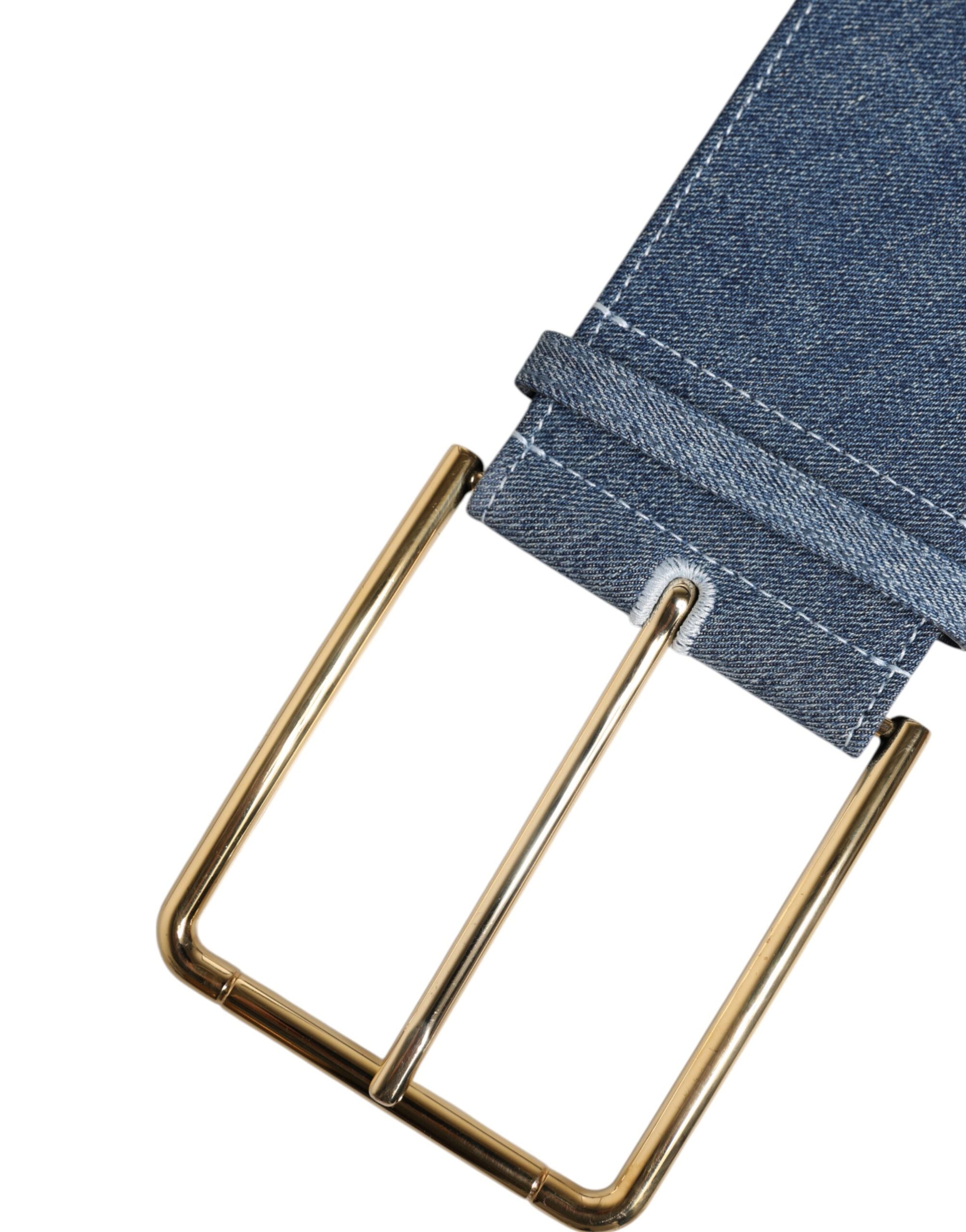 Ceinture Dolce &amp; Gabbana en denim bleu bicolore avec boucle en métal doré