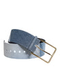 Dolce & Gabbana Two Tone Blue Denim Gold Metal Buckle Belt