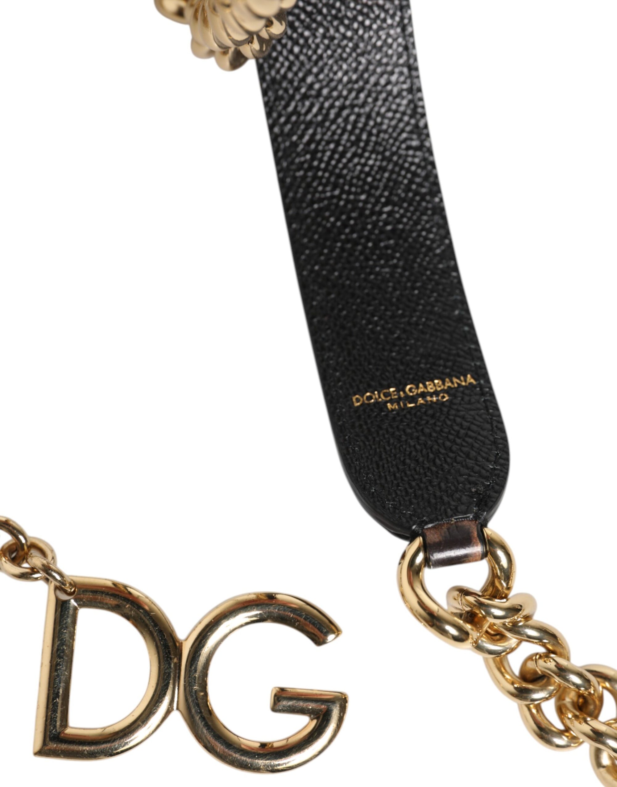Bandoulière accessoire en laiton doré et chaîne léopard marron Dolce &amp; Gabbana