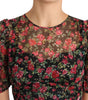Dolce & Gabbana Black Floral Roses A-Line Shift Gown Dress