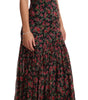 Dolce & Gabbana Black Floral Roses A-Line Shift Gown Dress