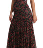 Dolce & Gabbana Black Floral Roses A-Line Shift Gown Dress