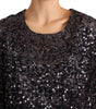 Dolce & Gabbana Black Sequined Long Sleeve Shift Midi Dress