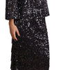 Dolce & Gabbana Black Sequined Long Sleeve Shift Midi Dress