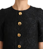 Dolce & Gabbana Black Button Embellished Jacquard Mini Dress