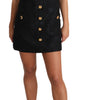 Dolce & Gabbana Black Button Embellished Jacquard Mini Dress
