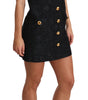 Dolce & Gabbana Black Button Embellished Jacquard Mini Dress
