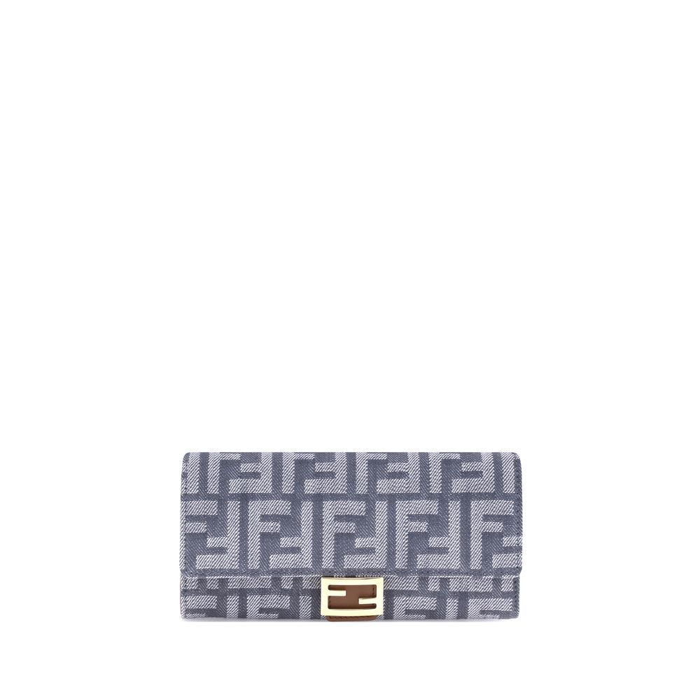 Portefeuille en denim imprimé Fendi FF