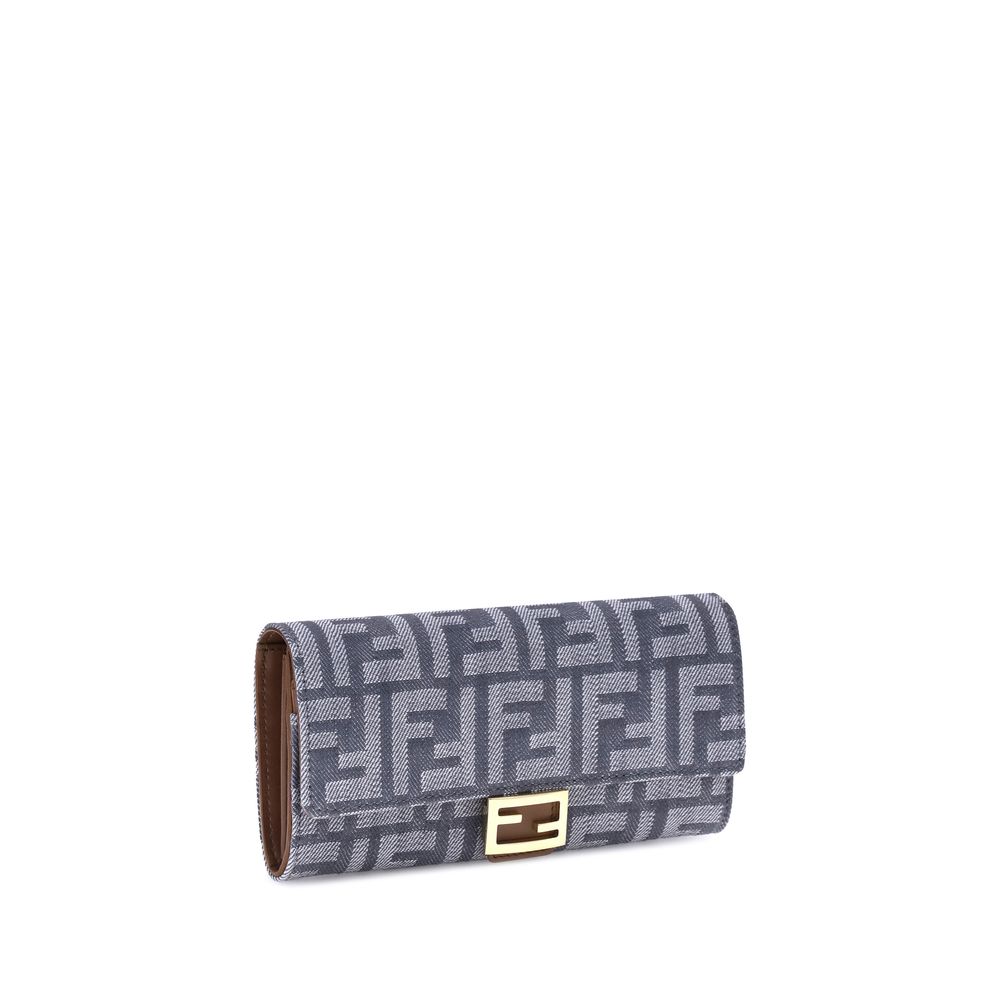 Portefeuille en denim imprimé Fendi FF