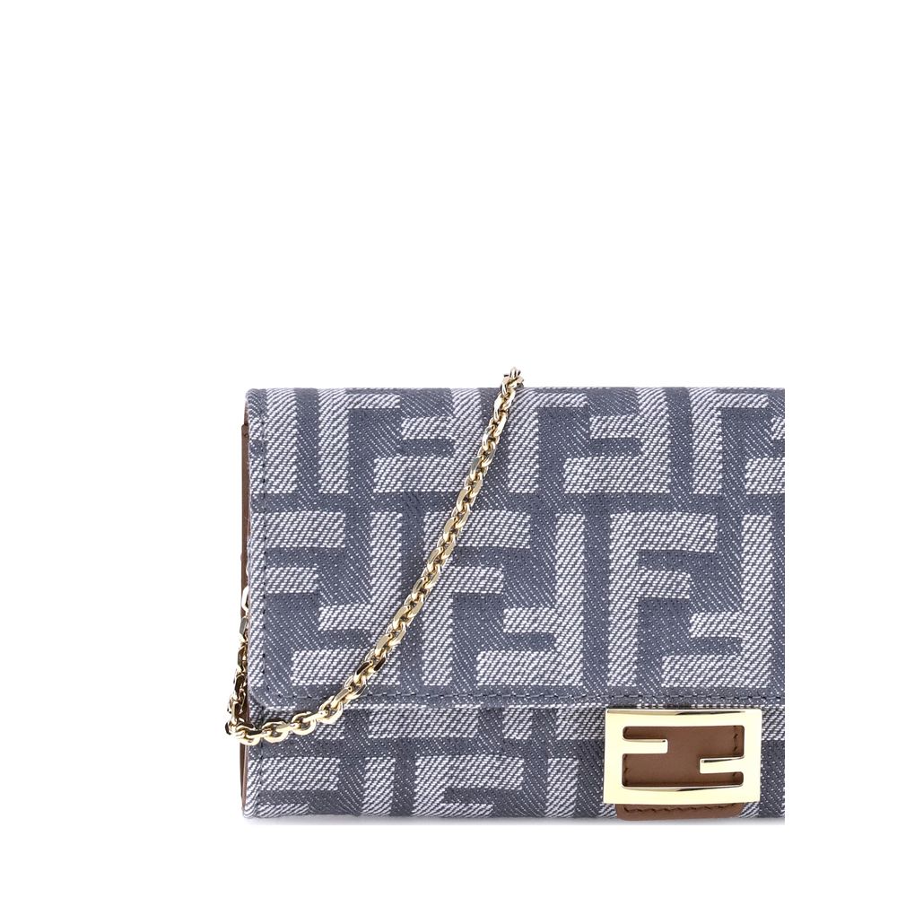 Portefeuille en denim imprimé Fendi FF