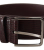 Dolce & Gabbana Dark Brown Calf Leather Silver Logo Metal Buckle Belt