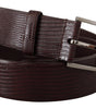 Dolce & Gabbana Dark Brown Calf Leather Silver Logo Metal Buckle Belt