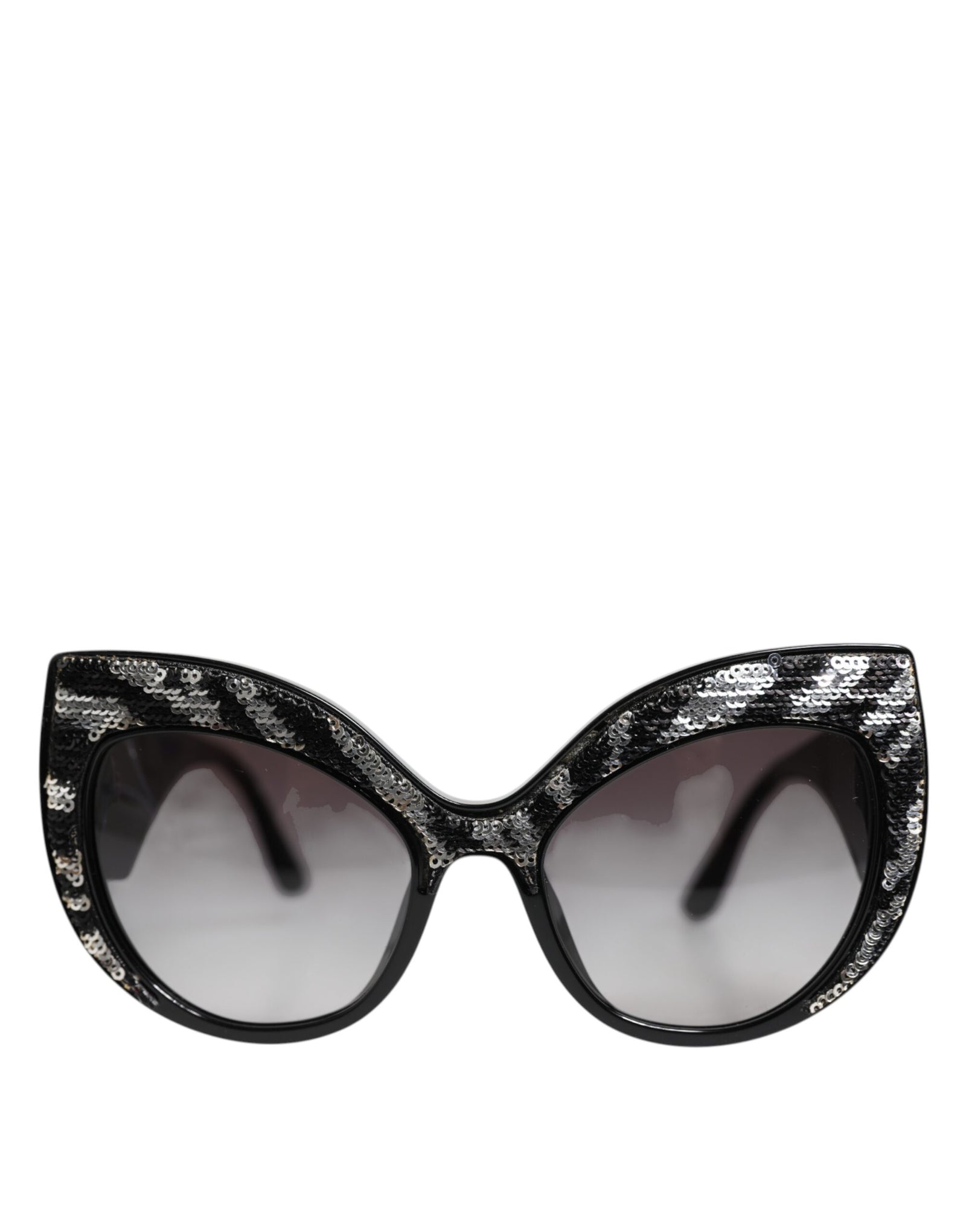 Dolce &amp; Gabbana Black Silver Sequin Oversized Butterfly DG4326 Sunglasses