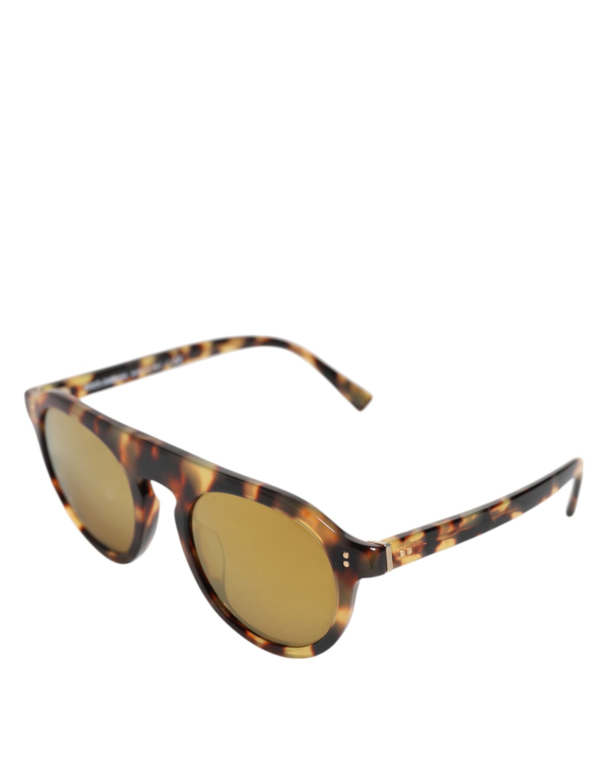 Dolce &amp; Gabbana Brown Acetate Round Leopard Print Eyewear Sunglasses