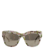 Dolce &amp; Gabbana White DG4231F Floral Acetate Rectangle Shades Sunglasses