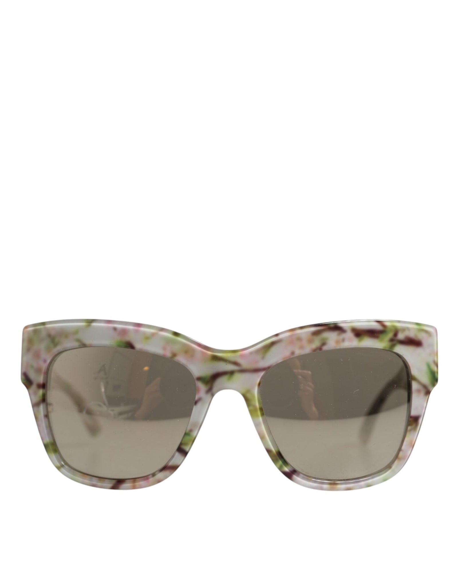 Dolce &amp; Gabbana White DG4231F Floral Acetate Rectangle Shades Sunglasses