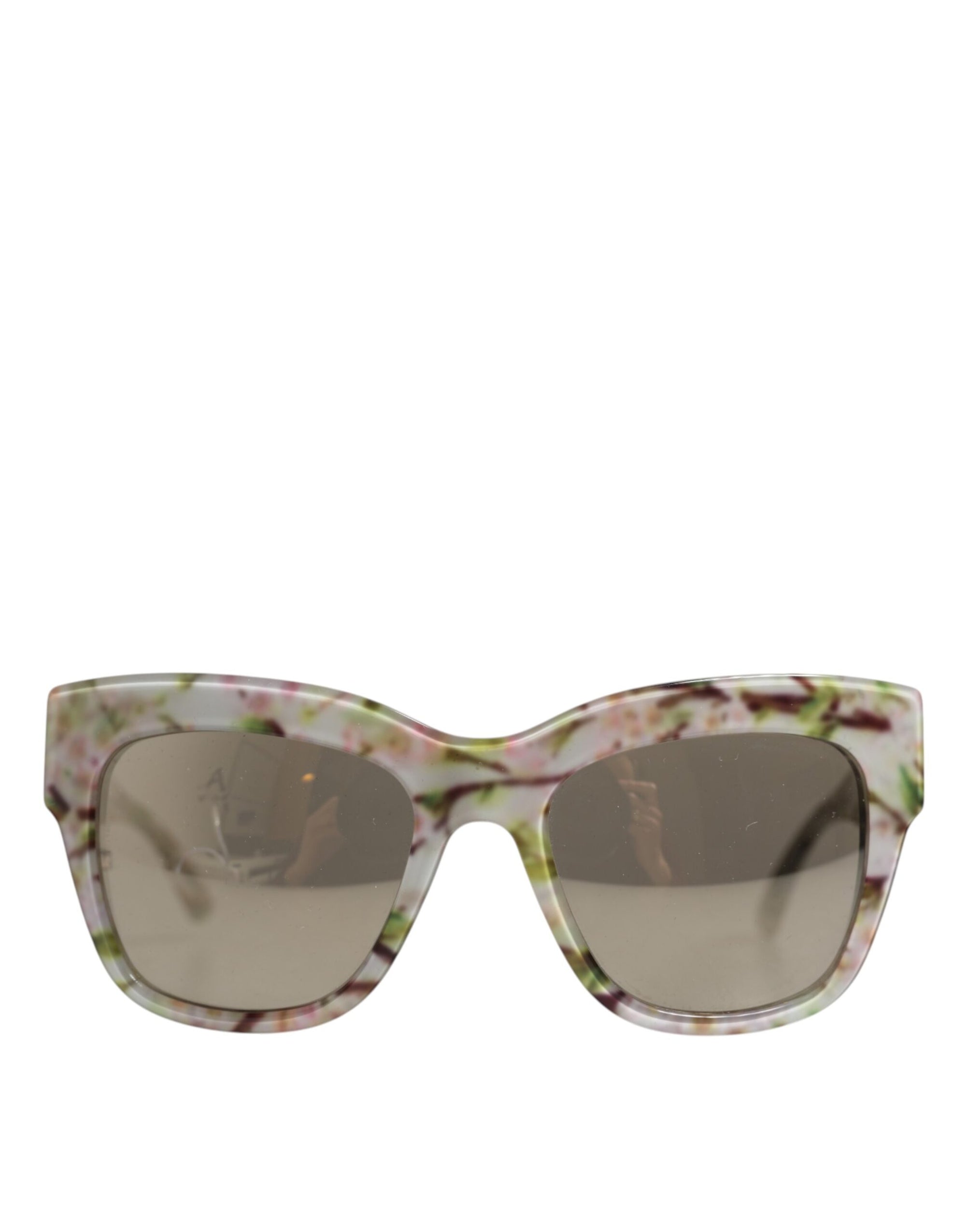 Dolce &amp; Gabbana White DG4231F Floral Acetate Rectangle Shades Sunglasses
