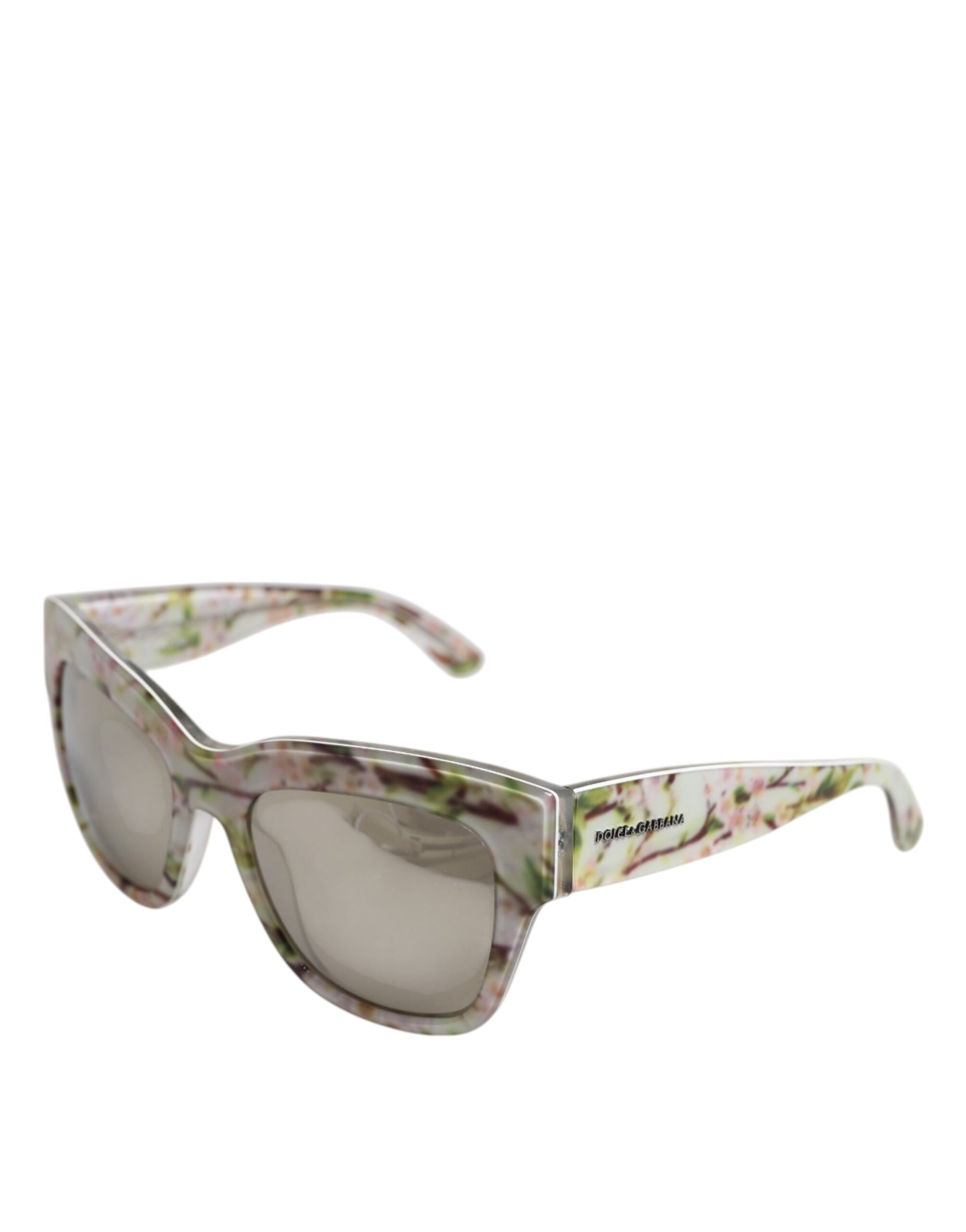 Dolce &amp; Gabbana White DG4231F Floral Acetate Rectangle Shades Sunglasses