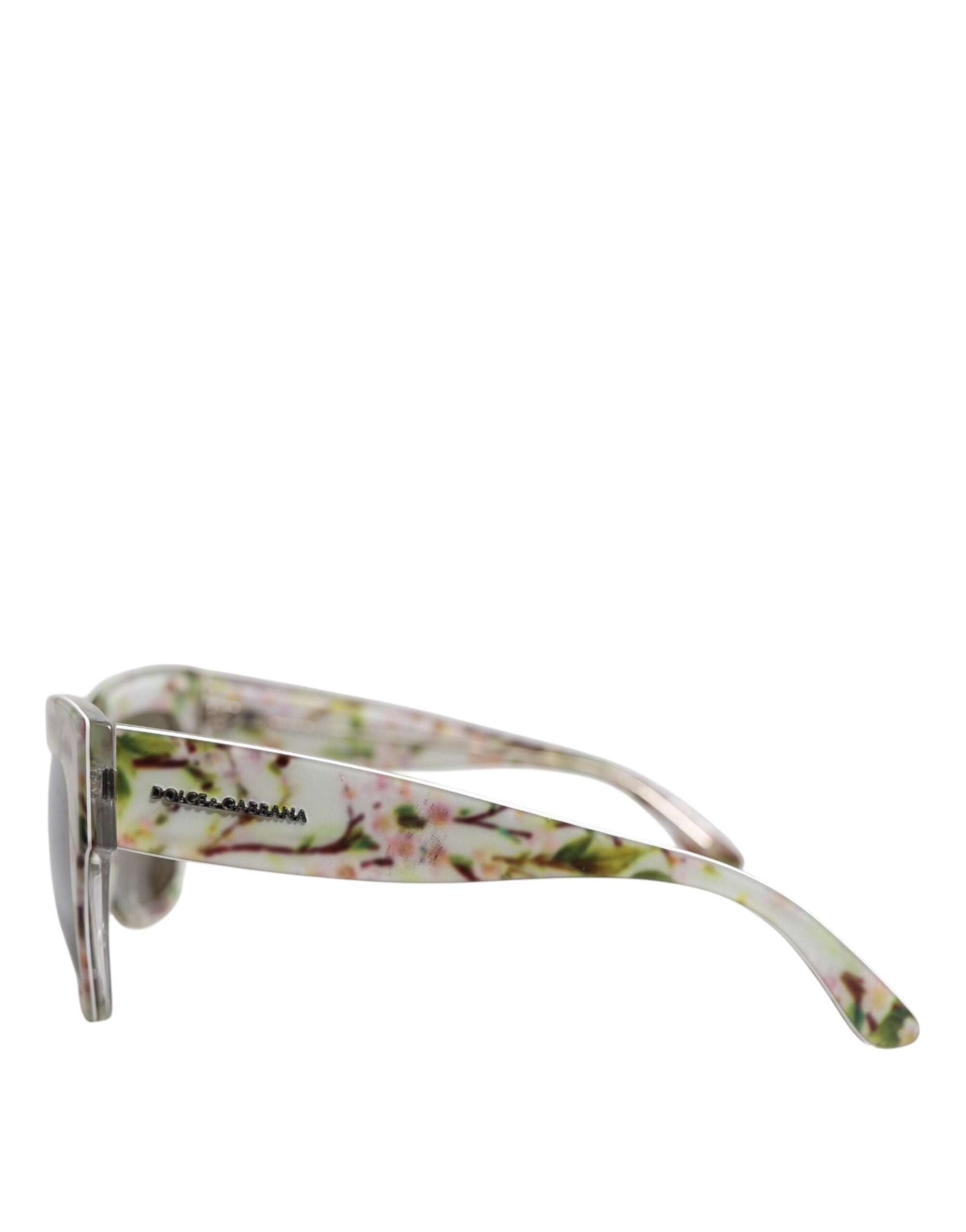 Dolce &amp; Gabbana White DG4231F Floral Acetate Rectangle Shades Sunglasses