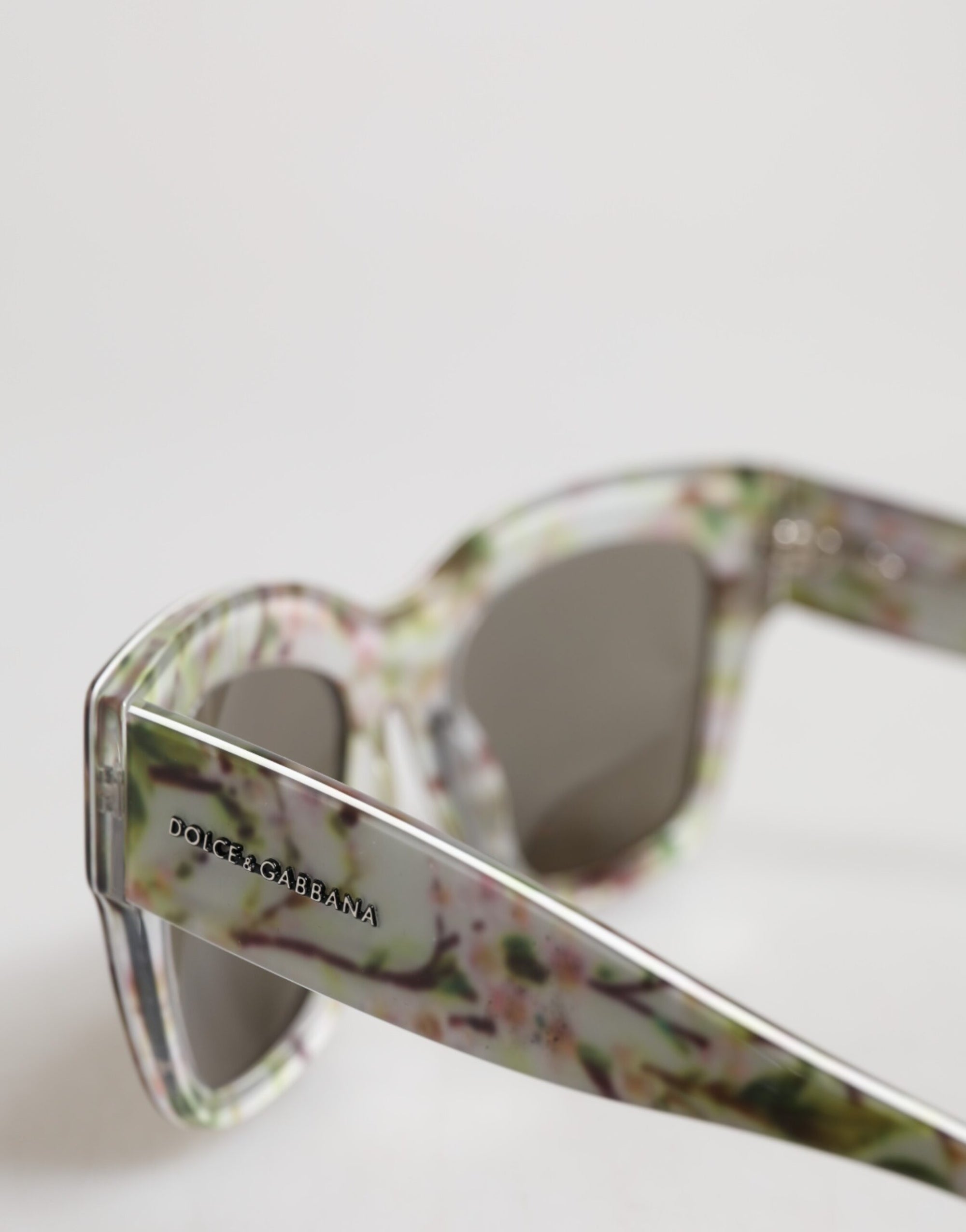Dolce &amp; Gabbana White DG4231F Floral Acetate Rectangle Shades Sunglasses