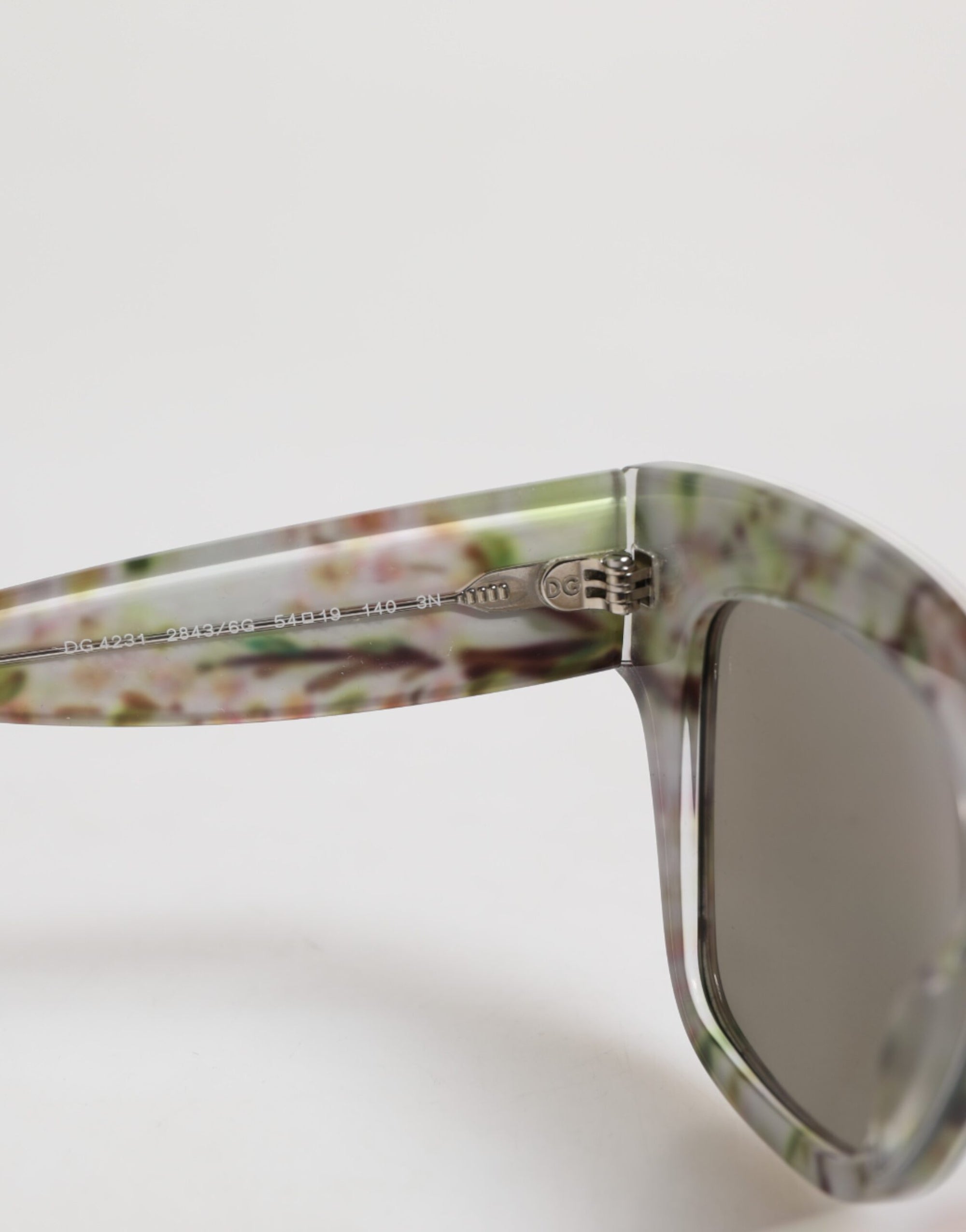 Dolce &amp; Gabbana White DG4231F Floral Acetate Rectangle Shades Sunglasses