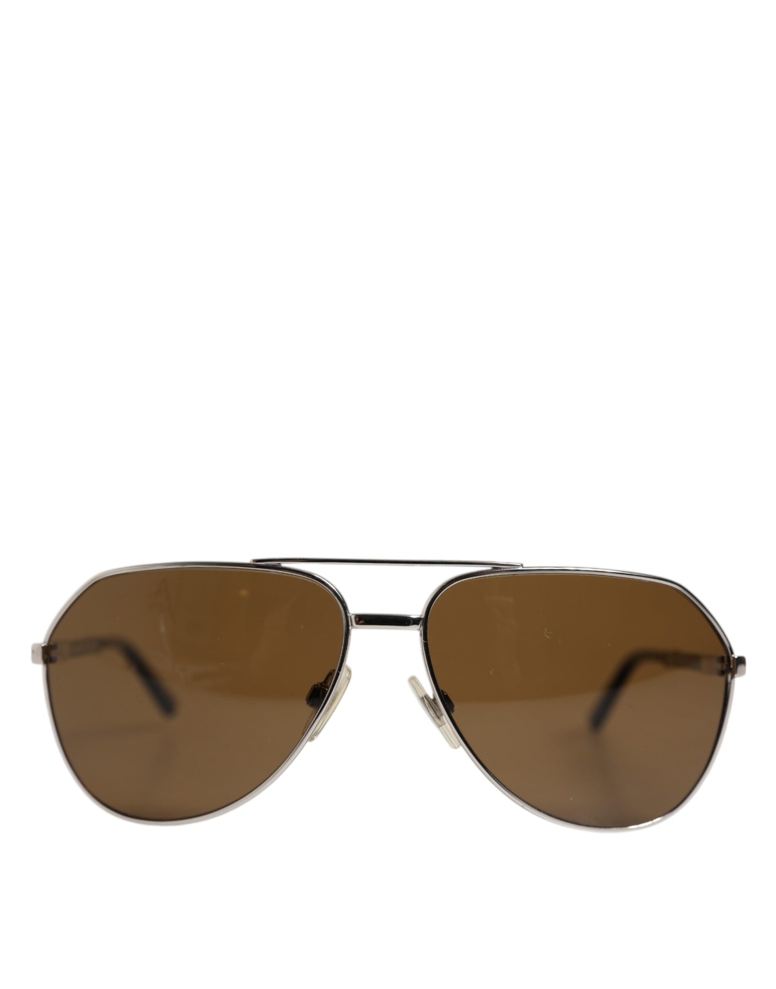 Dolce &amp; Gabbana DG2073 Silver Steel Classic Pilot Brown Lens Sunglasses
