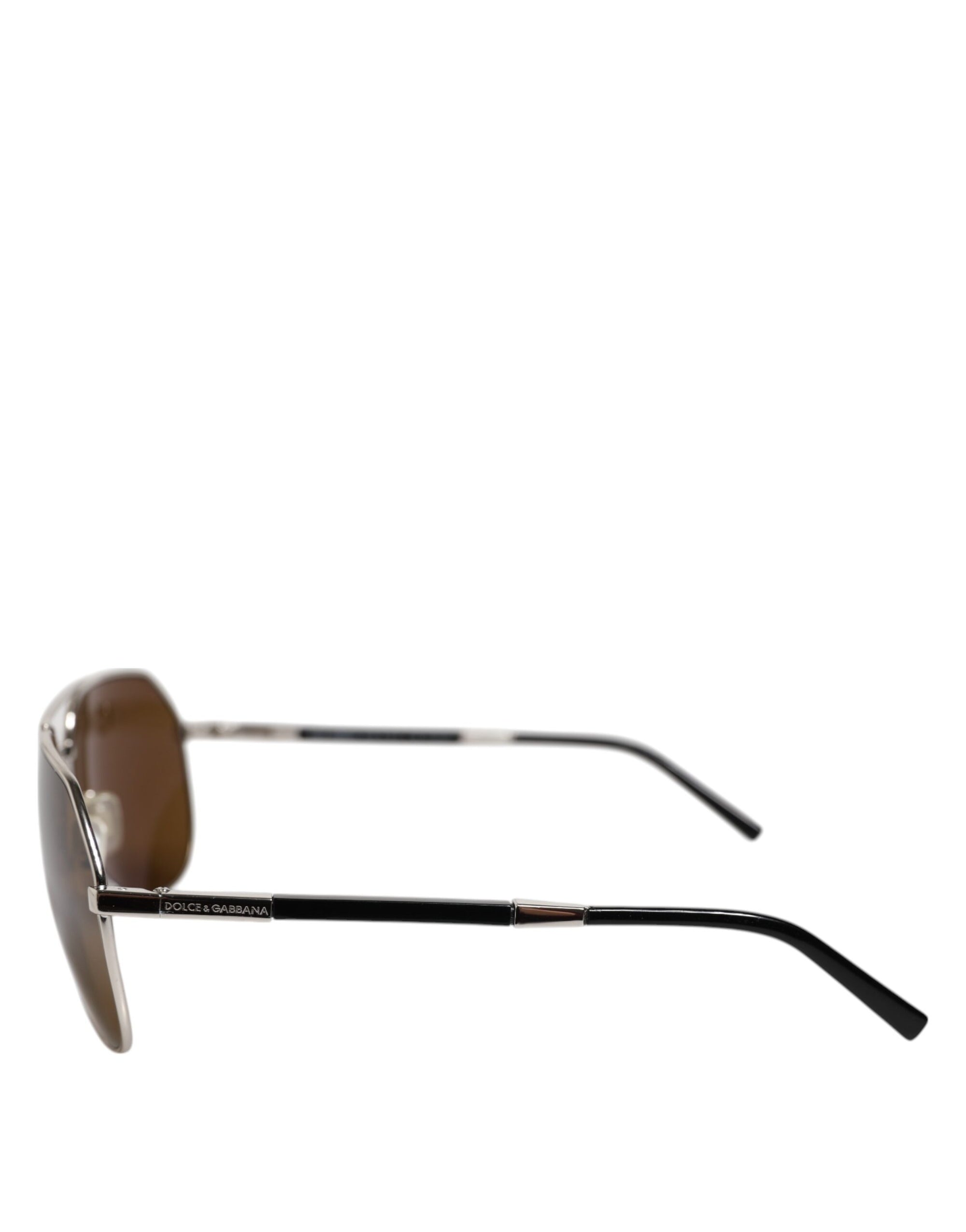 Dolce &amp; Gabbana DG2073 Silver Steel Classic Pilot Brown Lens Sunglasses