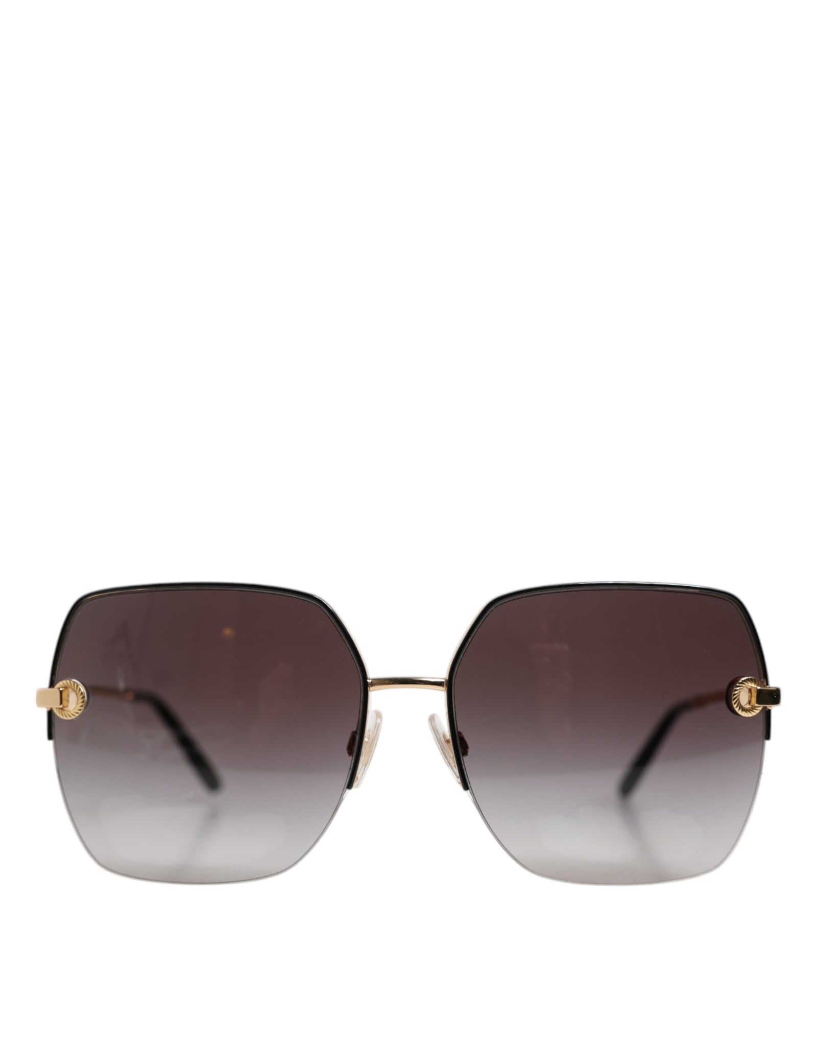 Dolce &amp; Gabbana DG2267 Black Gold Metal Full Rim Square Sunglasses