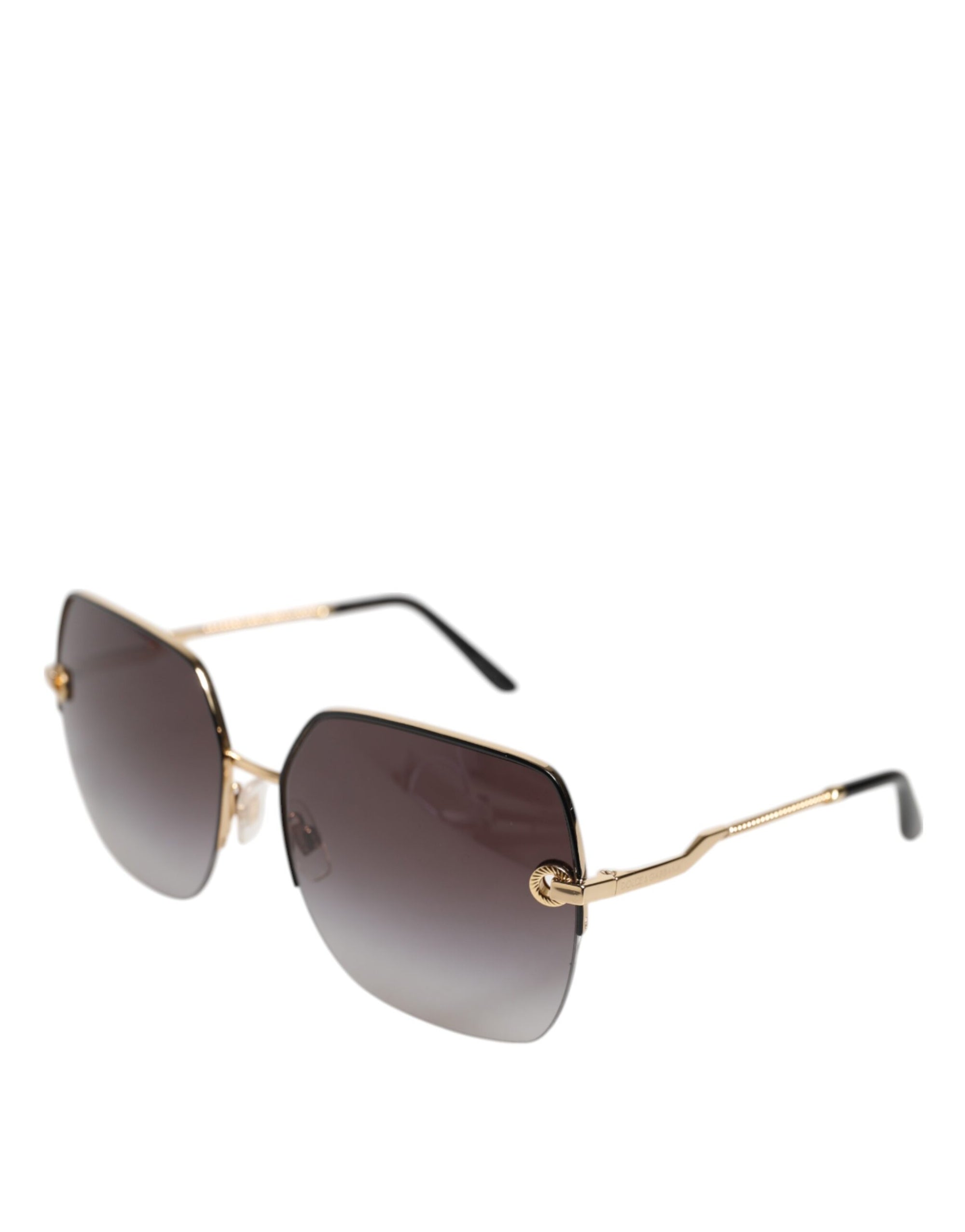 Dolce &amp; Gabbana DG2267 Black Gold Metal Full Rim Square Sunglasses