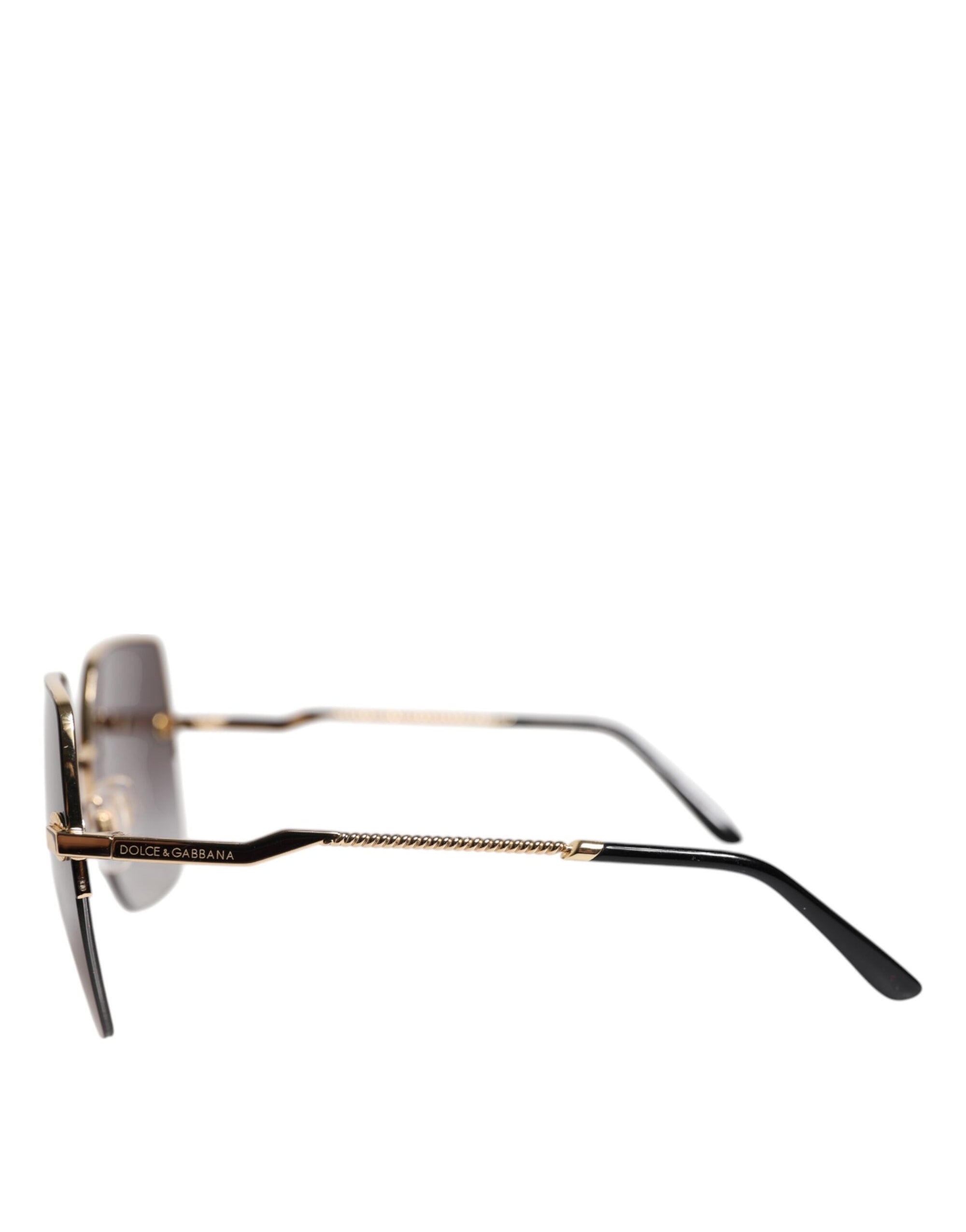 Dolce &amp; Gabbana DG2267 Black Gold Metal Full Rim Square Sunglasses