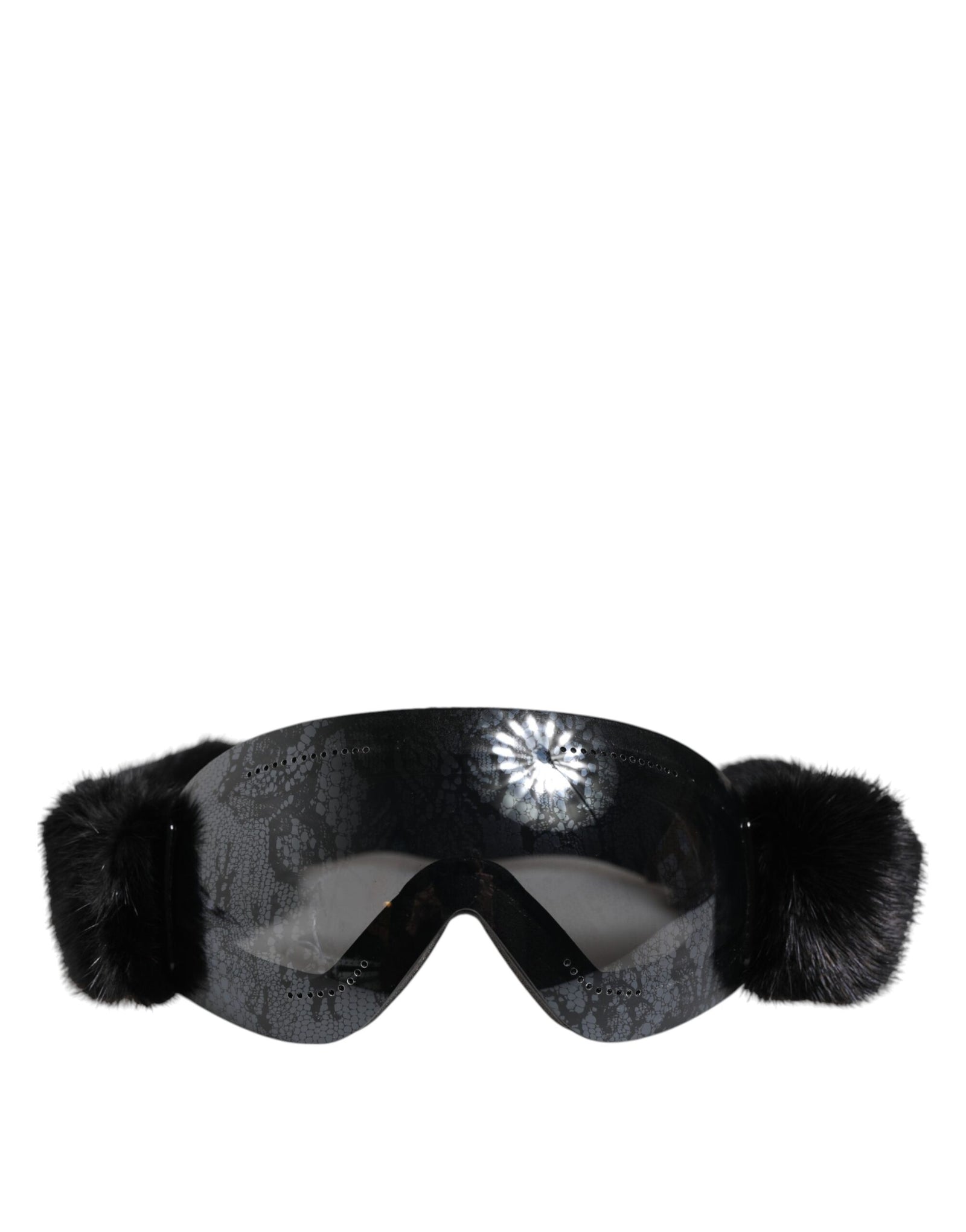 Dolce &amp; Gabbana Black Bi0759 Lace Mirrored Ski Goggles Mask Sunglasses