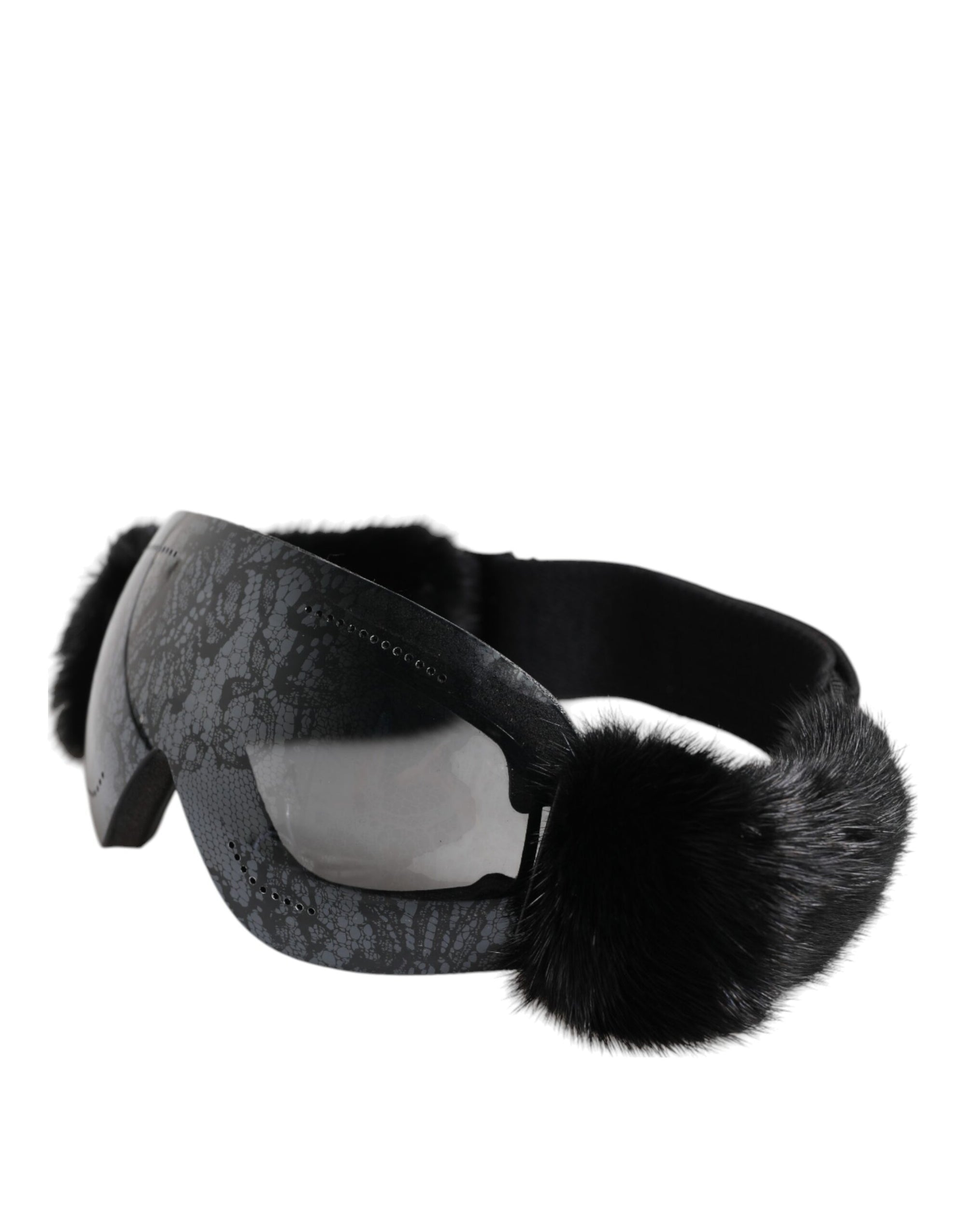 Dolce &amp; Gabbana Black Bi0759 Lace Mirrored Ski Goggles Mask Sunglasses