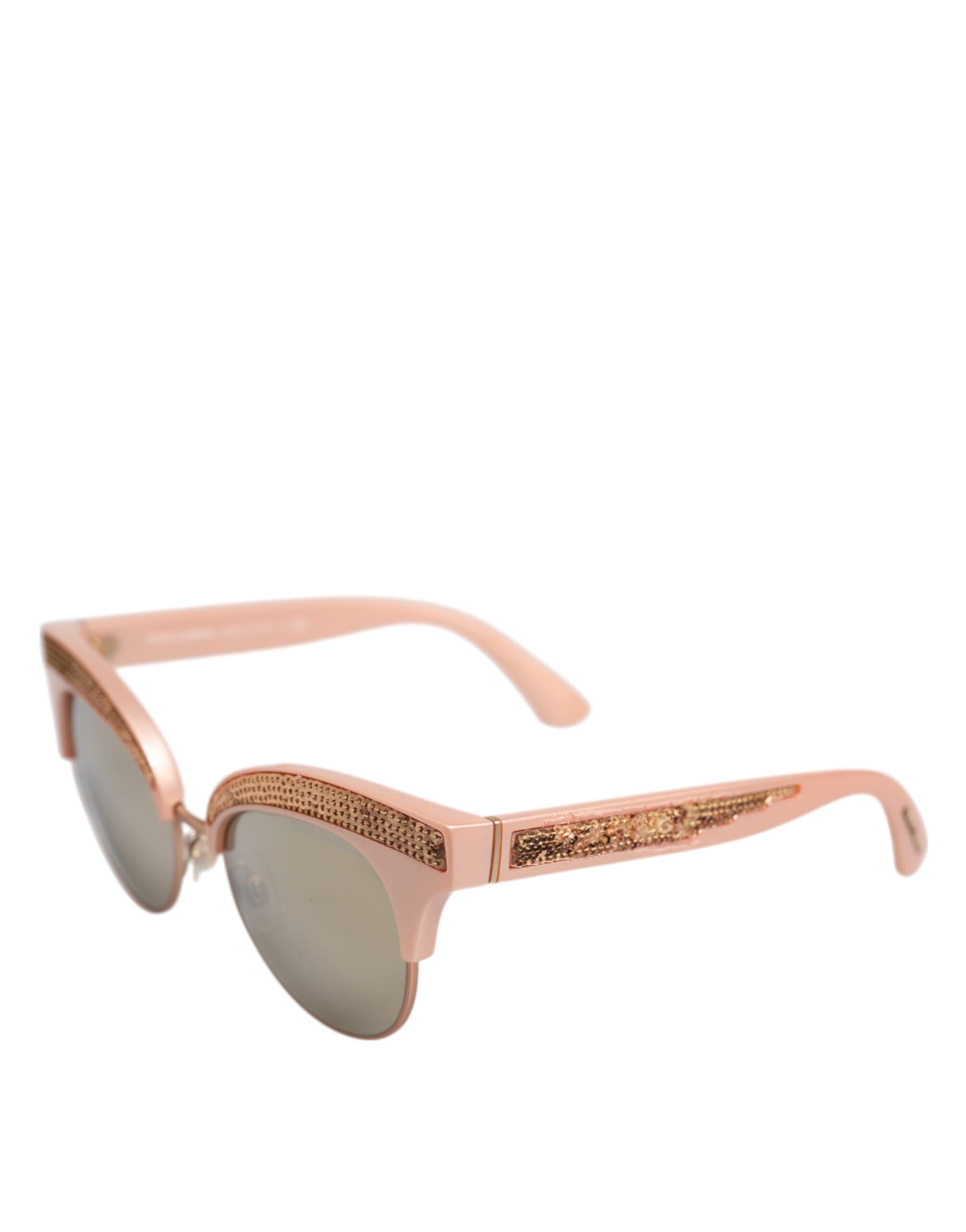 Dolce &amp; Gabbana Pink Gold Mirrored Cat Eye DG6109 Sequined Sunglasses