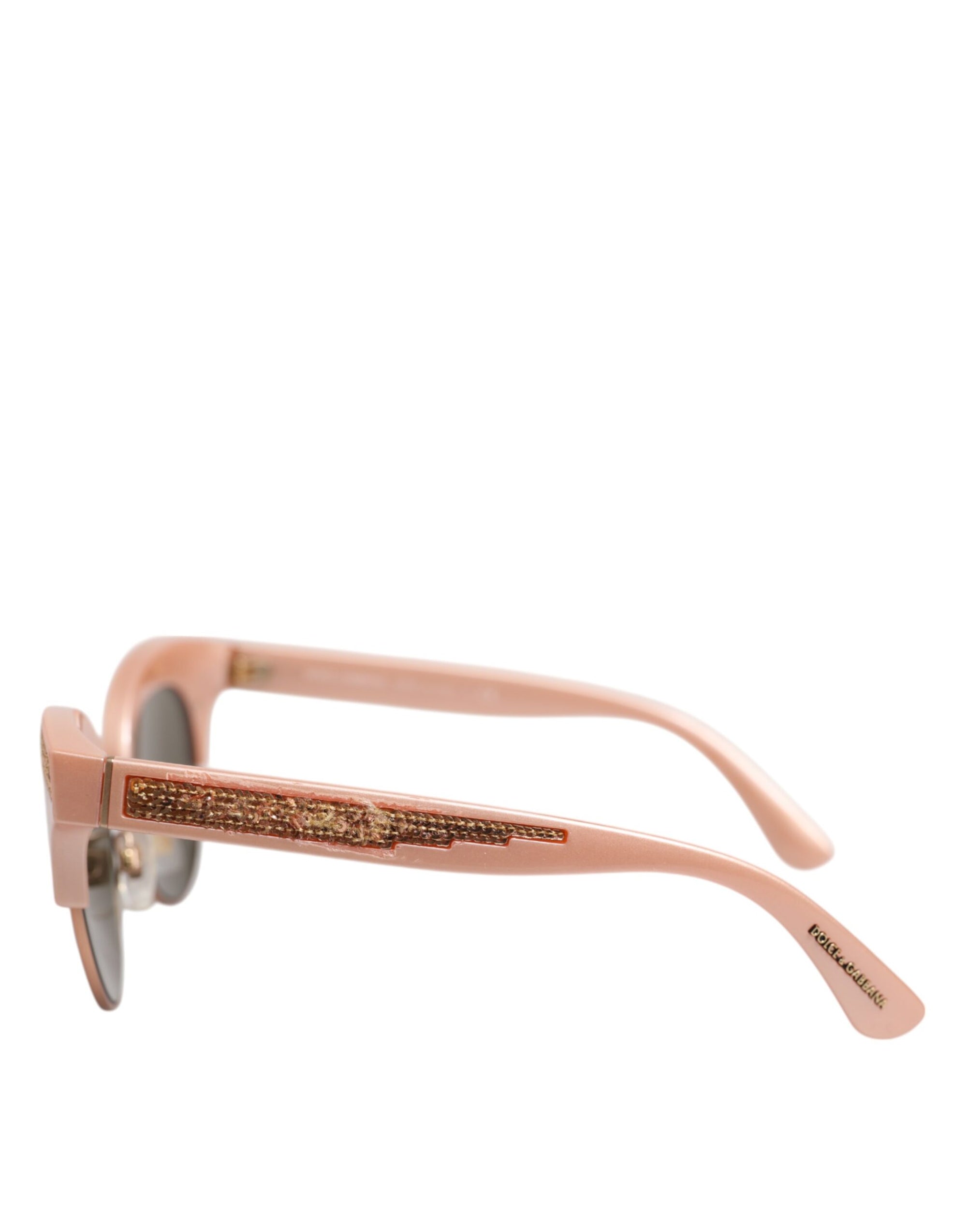 Dolce &amp; Gabbana Pink Gold Mirrored Cat Eye DG6109 Sequined Sunglasses