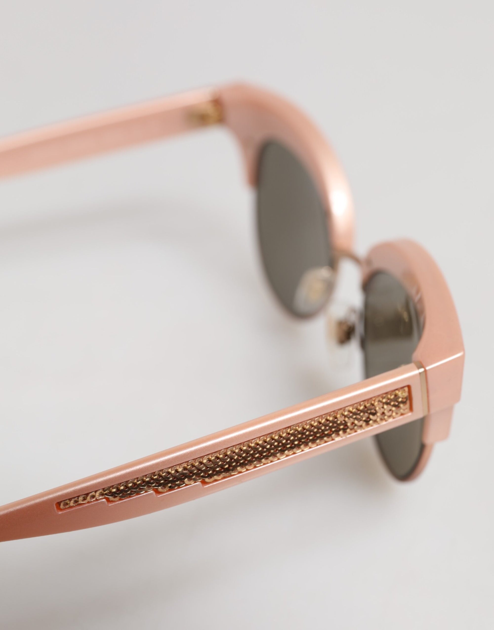 Dolce &amp; Gabbana Pink Gold Mirrored Cat Eye DG6109 Sequined Sunglasses
