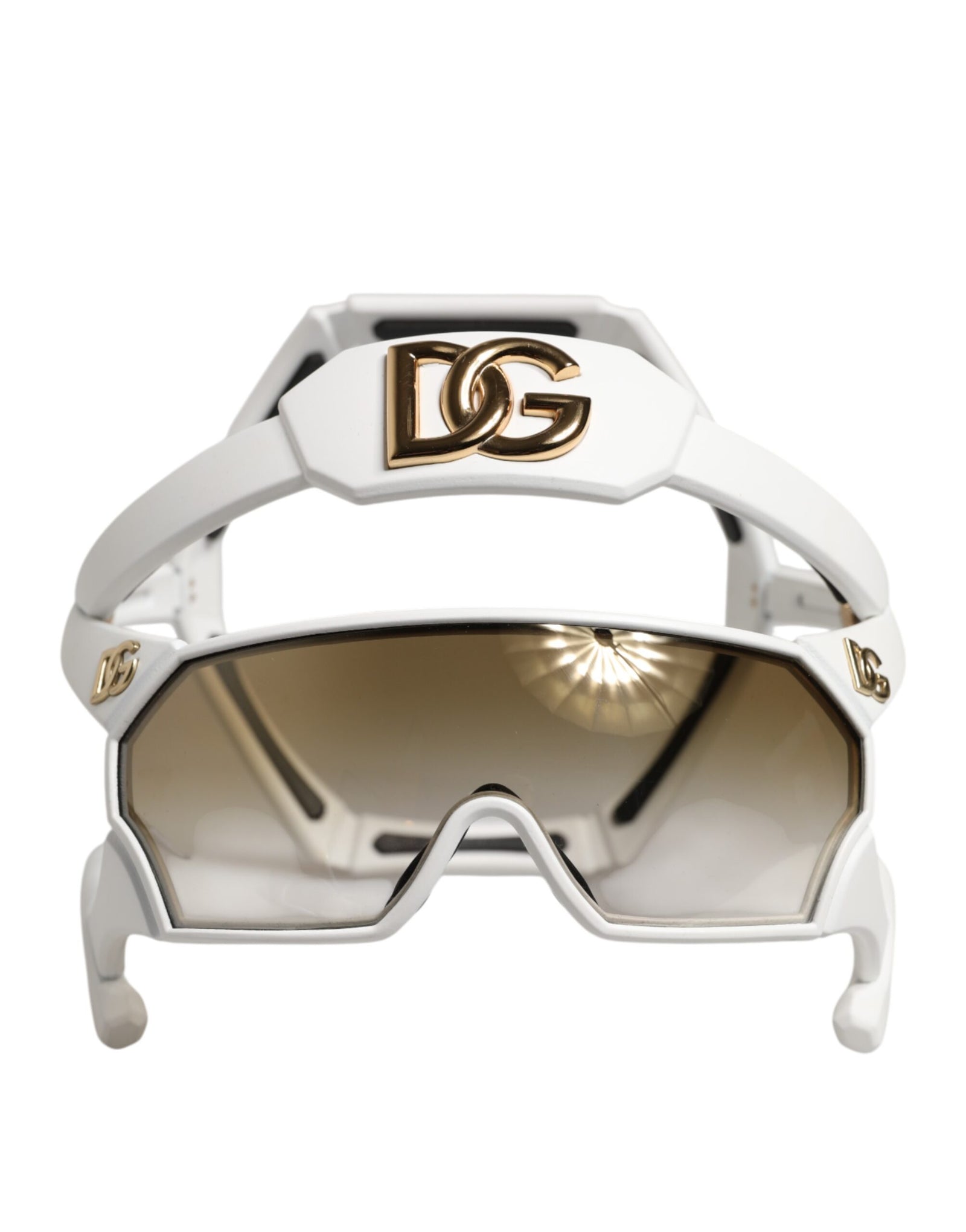 Dolce &amp; Gabbana White Acetate Next Generation Mask Eyewear Sunglasses