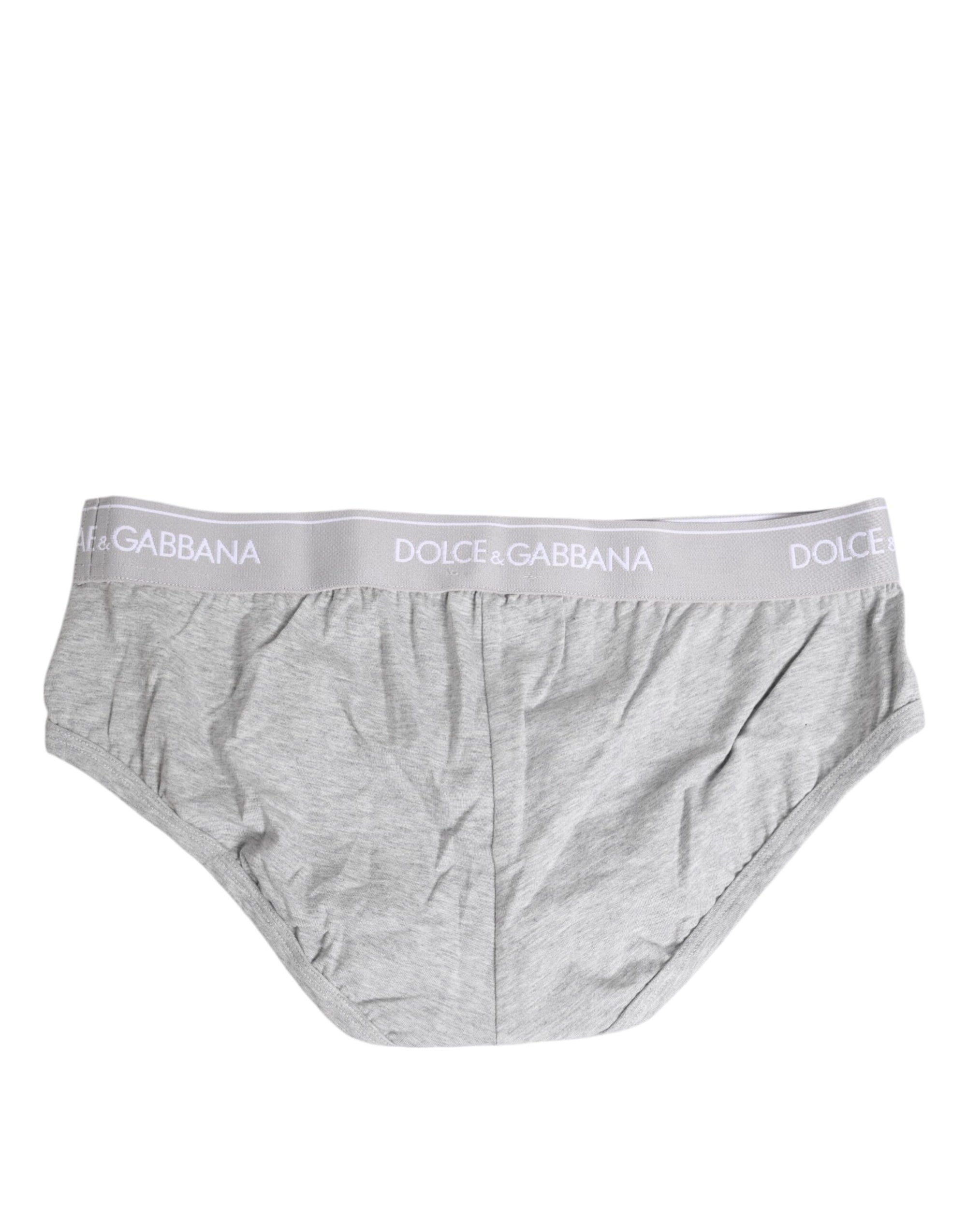 Sous-vêtement régulier en coton stretch gris Dolce & Gabbana