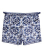 Dolce & Gabbana Blue White Majolica Print Swim Shorts Swimwear