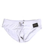 Dolce & Gabbana White Logo Drawstring Beachwear Brief Swimwear